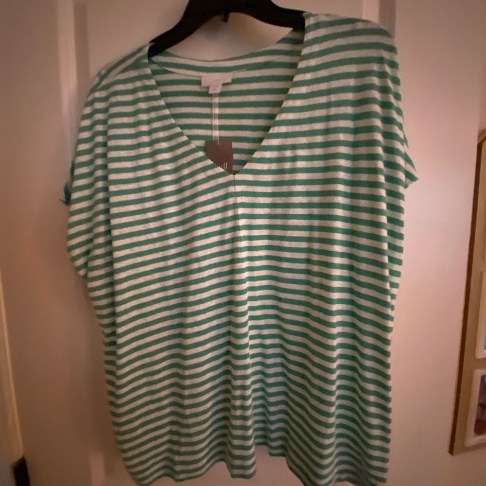 J. Jill Green and White Striped Top